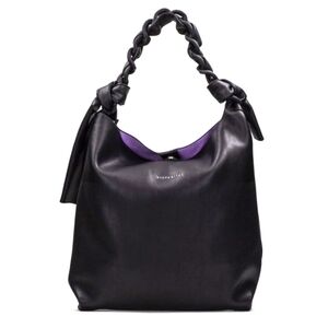 HISPANITAS Faux Leather Large Black   Handbag Shoulder Bag Braided Strap